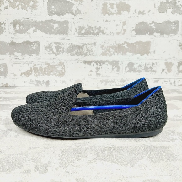NEW Rothy's The Flat Black Knit Round Toe Slip On Loafers C356